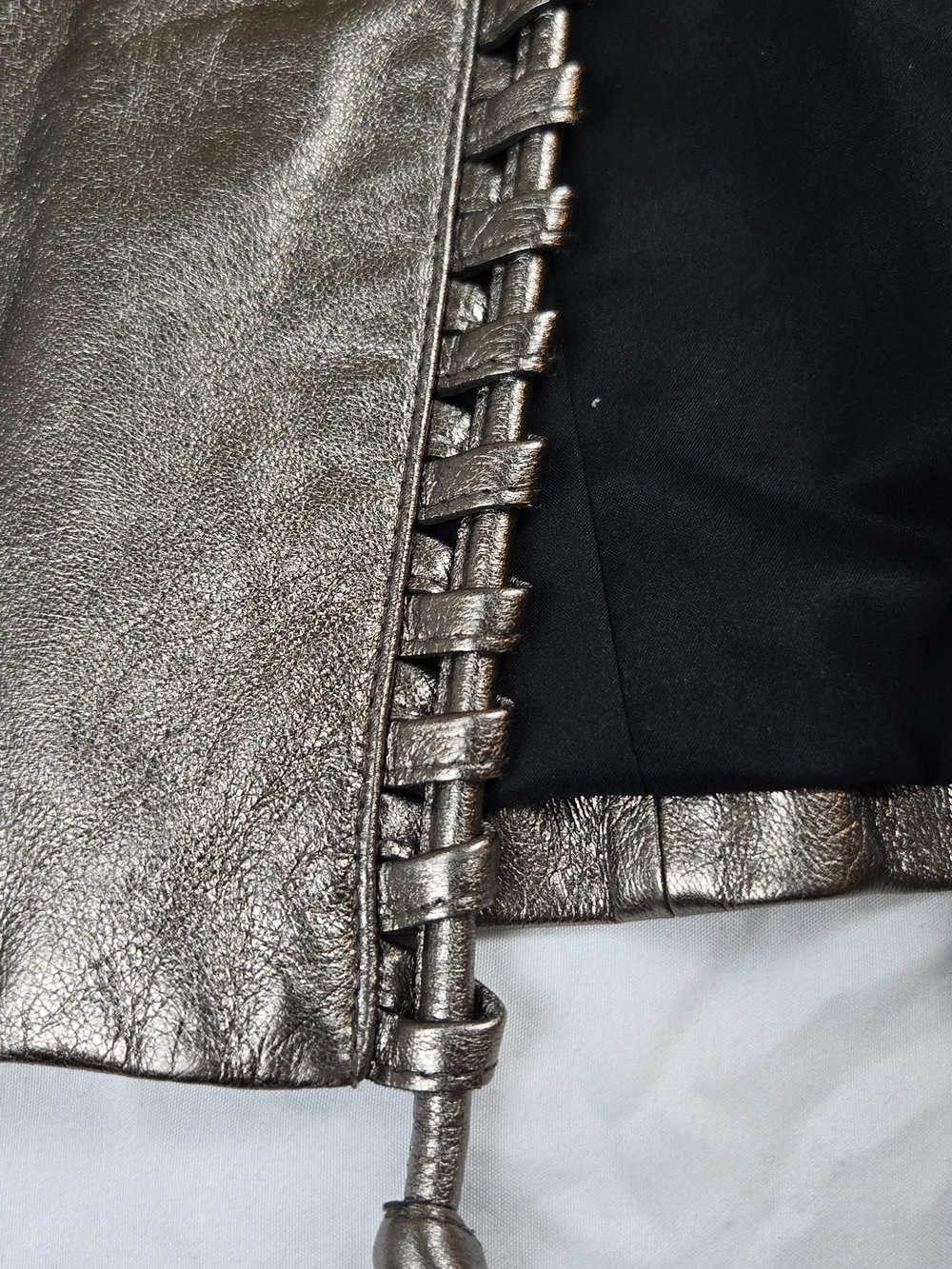 Lafayette 148 New York 100% Leather Metallic Gold Jacket Women's Size 6 Luxury - Picture 4 of 13